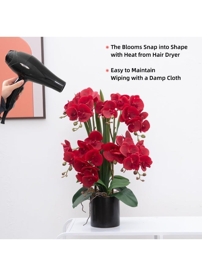 LATIFA Artificial Orchid Flower Plants Real Touch Faux Orchids in Ceramic Vase - Image 2