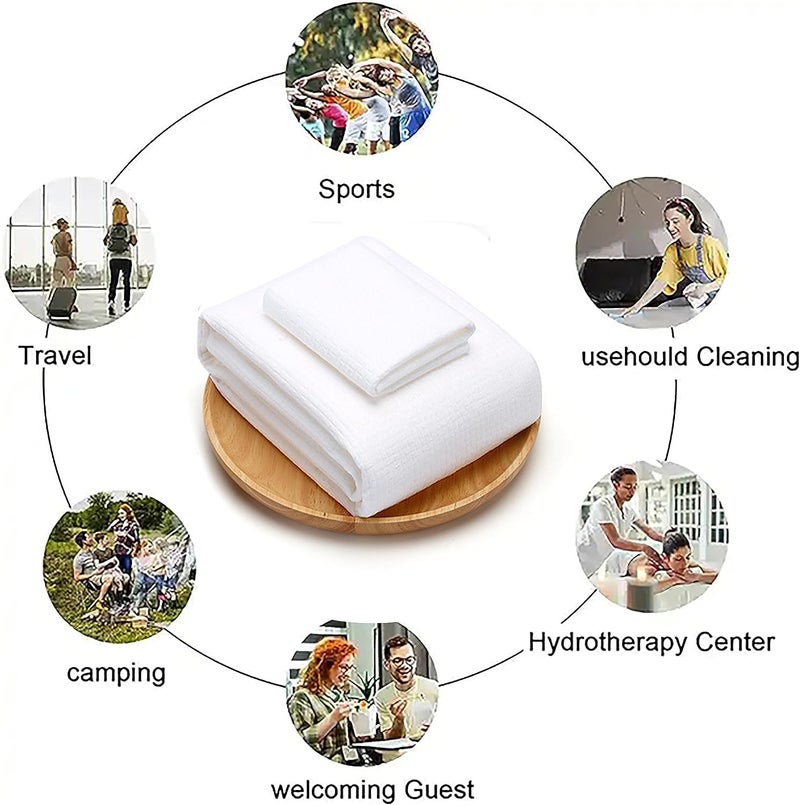 Nirvik Large Compressed Towel 70 * 140 Cm Disposable Cotton Bath Towels Magic Drying Towel Portable Light and Reusable Suitable for Hiking Camping Beach Swimming and Traveling (5Pcs) - Image 3