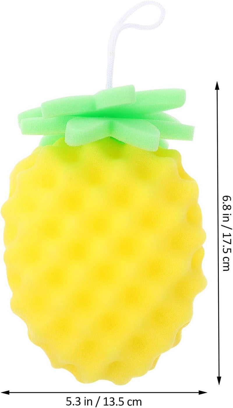 woobles Body Scrub Baby Bath Sponge Soft Bath Sponges Body Rubbing Towel Toddler New Shower Washcloth with Yellow Fruit Shape for Kids Children Bathing Shower Removing Dead Skin Tools Baby Bathtub Yellow 17.5X13.5X4.5CM - Image 2