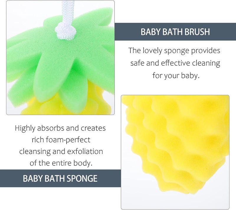 woobles Body Scrub Baby Bath Sponge Soft Bath Sponges Body Rubbing Towel Toddler New Shower Washcloth with Yellow Fruit Shape for Kids Children Bathing Shower Removing Dead Skin Tools Baby Bathtub Yellow 17.5X13.5X4.5CM - Image 5