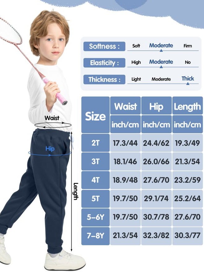 Resinta 3 Pack Toddlers and Boys' Pull-On Fleece Pants Active Jogger Sweatpants Basic Track Pants, Black, Light Grey, Navy, 4 Years - Image 2