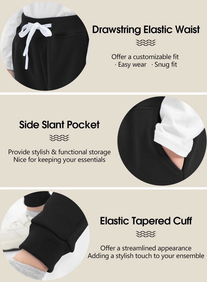 Resinta 3 Pack Toddlers and Boys' Pull-On Fleece Pants Active Jogger Sweatpants Basic Track Pants, Black, Light Grey, Navy, 4 Years - Image 3