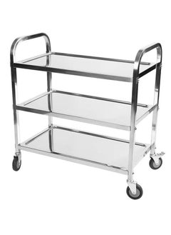Generic 3-Tier Rolling Utility Cart | Service Trolley Suitable For Kitchens, Catering Halls, Food Service, Hotels, & Homes | 360-Degree Rotating Lockable Swivel Wheels | Stainless Steel | Small 
