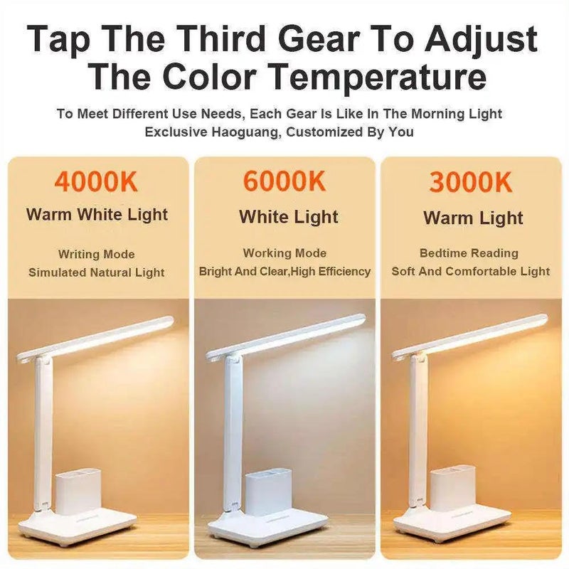 PASHANDOZ Table lamp for Study Led Light Study Lamp for Students Rechargeable Led Cordless Desk Lamp Foldable Adjustable Reading Lamp with Pen Holder Study Table Lamps for Study Room - Image 5