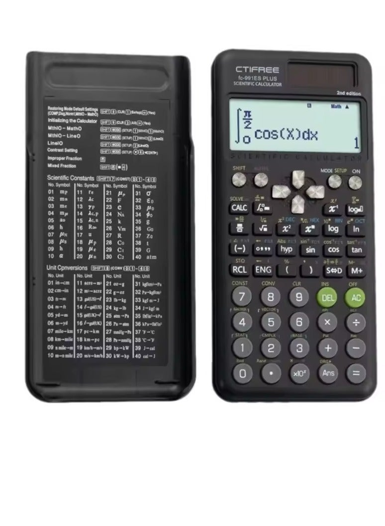 Portable FC-991 ES Plus-2nd Edition Scientific Calculator 417 Functions Matrix Complex Number Multi-Functional Function Integration Complex Equation Solving University Calculator Desk Accessories School Office Supplies (Black) - Image 1