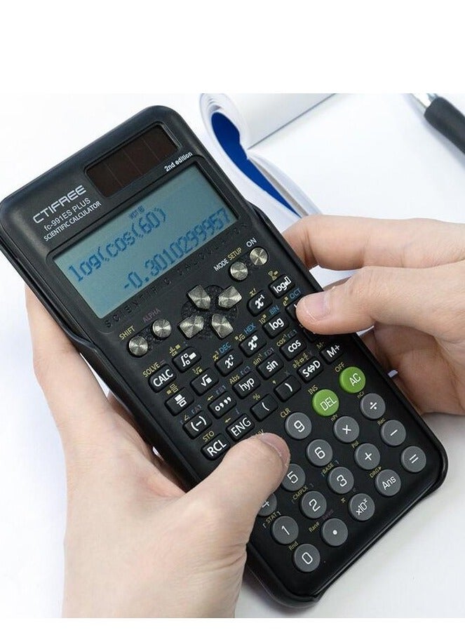 Portable FC-991 ES Plus-2nd Edition Scientific Calculator 417 Functions Matrix Complex Number Multi-Functional Function Integration Complex Equation Solving University Calculator Desk Accessories School Office Supplies (Black) - Image 2