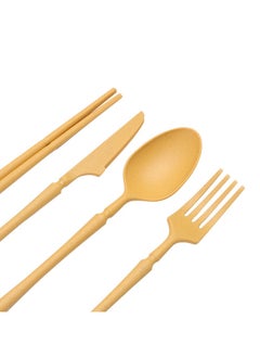 MIXDE 48 Pcs Wheat Straw Dinnerware Set, Plastic Dinnerware Set,Reusable Dinnerware Sets for 4 People,Lightweight Bowl Plate Cup Dishware for Kitchen, Outdoor Camping, Picnic, Office  - Image 5