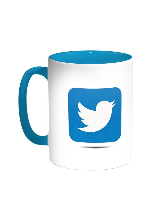 RYN Twitter Printed Coffee Mug Turquoise/White 11ounce