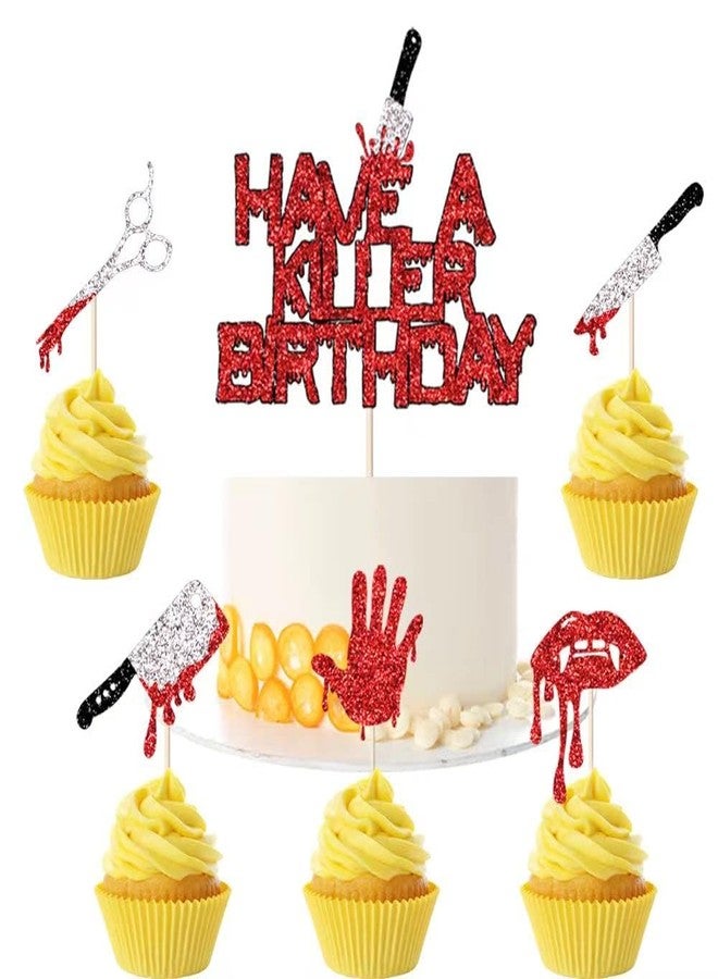 Kaoenla Halloween Killer Halloween Birthday Cake Toppers - Horror-themed Party Decorations for Kids, Boys, Girls, Men & Women(11pc Have A Killer) - Image 1