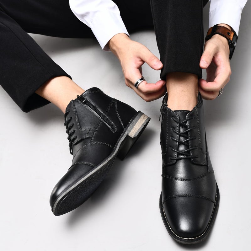 Arkbird Mens Dress Boots, Genuine Leather Classic Casual Ankel Boots with Side Zipper - Image 2