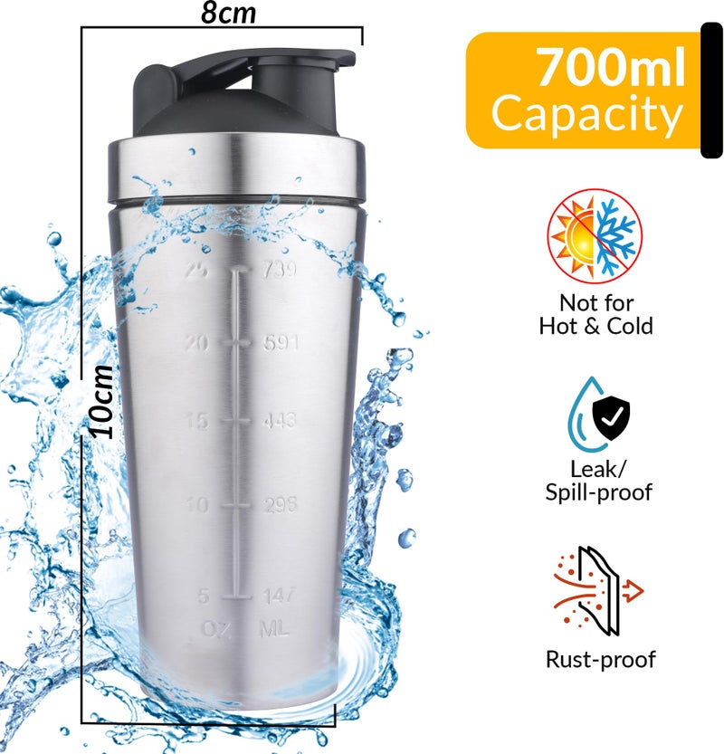 WERFIT Protein Shaker Bottle | Shaker for Gym with BPA-Free, 100% Leakproof, and 700 ml Capacity, Stainless Steel Material | Gym Shaker Bottle for Men and Women - Image 5