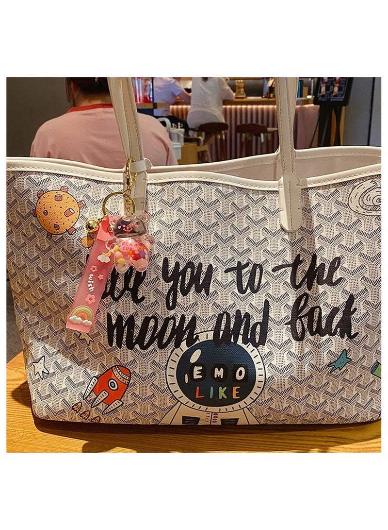 Y&D Kawaii Keychain Bear Liquid Floating Quicksand Cute Keychains Bag Charm Wristlet Bracelet Key Ring for Women Girl  - Image 5