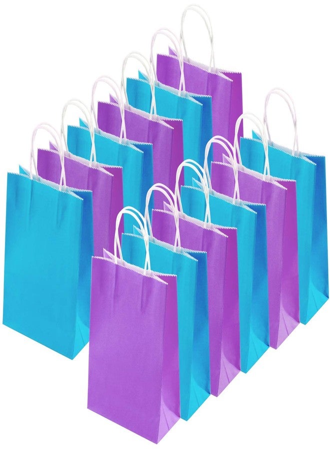 Cooraby 20 Pieces Kraft Paper Bags Party Favor Bags Craft Paper Bag with Handle for Birthday, Baby Shower, Wedding (Light Blue, Light Purple) - Image 1
