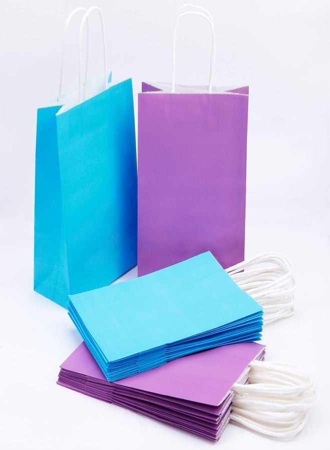 Cooraby 20 Pieces Kraft Paper Bags Party Favor Bags Craft Paper Bag with Handle for Birthday, Baby Shower, Wedding (Light Blue, Light Purple) - Image 4