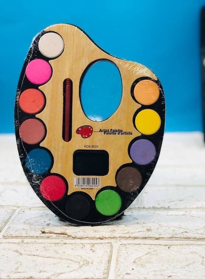 الالوان المائية الخشب الوان الماية و الفرشة الالوان   ١٢ الوان مختلفة حجم كبير - Image 1