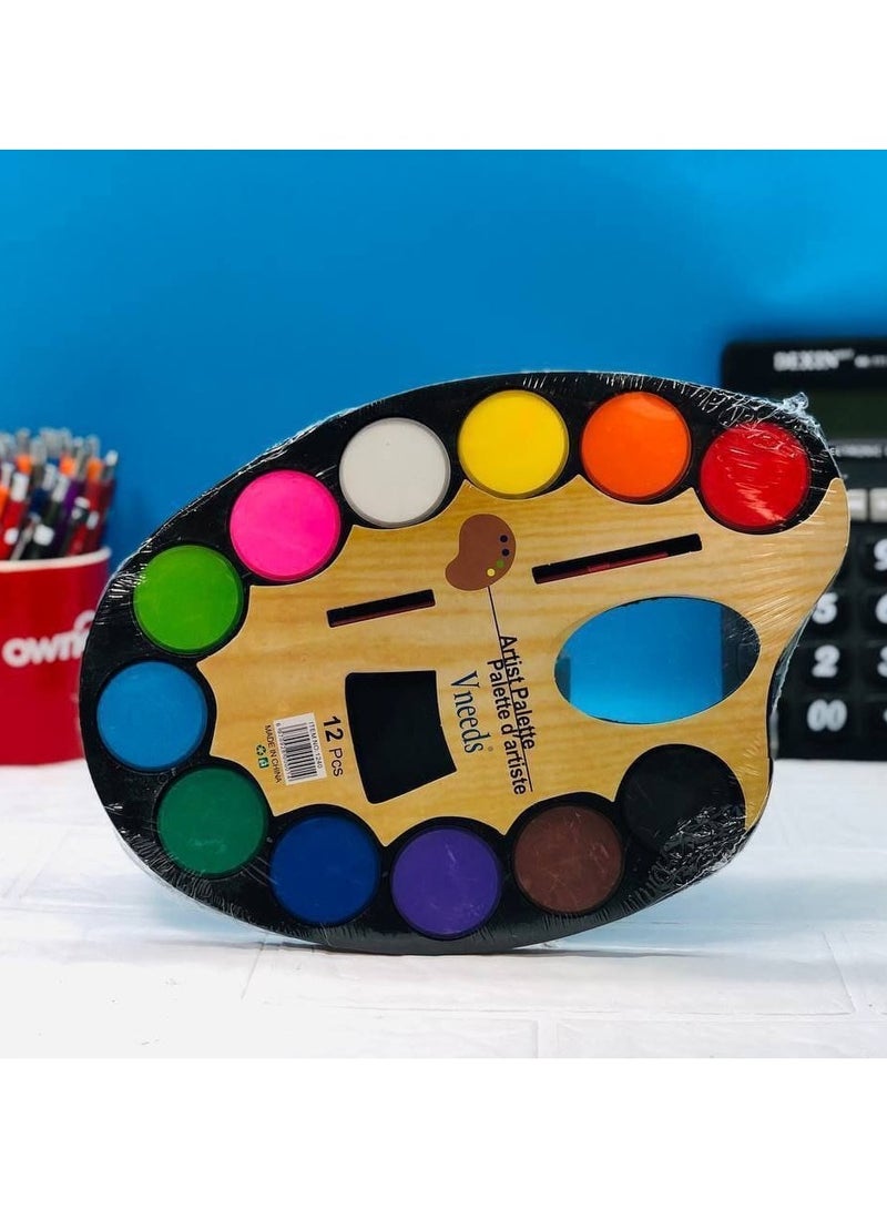 الالوان المائية الخشب الوان الماية و الفرشة الالوان   ١٢ الوان مختلفة حجم كبير - Image 2