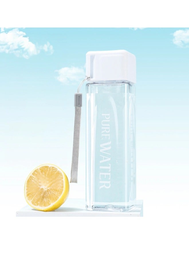 شيبشيب قارورة شرب مربّعة شفّافة، قارورة مياه رياضية مانعة للتسرب مزودة بحبل، للّياقة البدنية وصالة الألعاب الرياضية والاستخدام الخارجي، بسعة 500 مل، بأبعاد 19.5 × 5.5 × 5.5 سم - Image 1