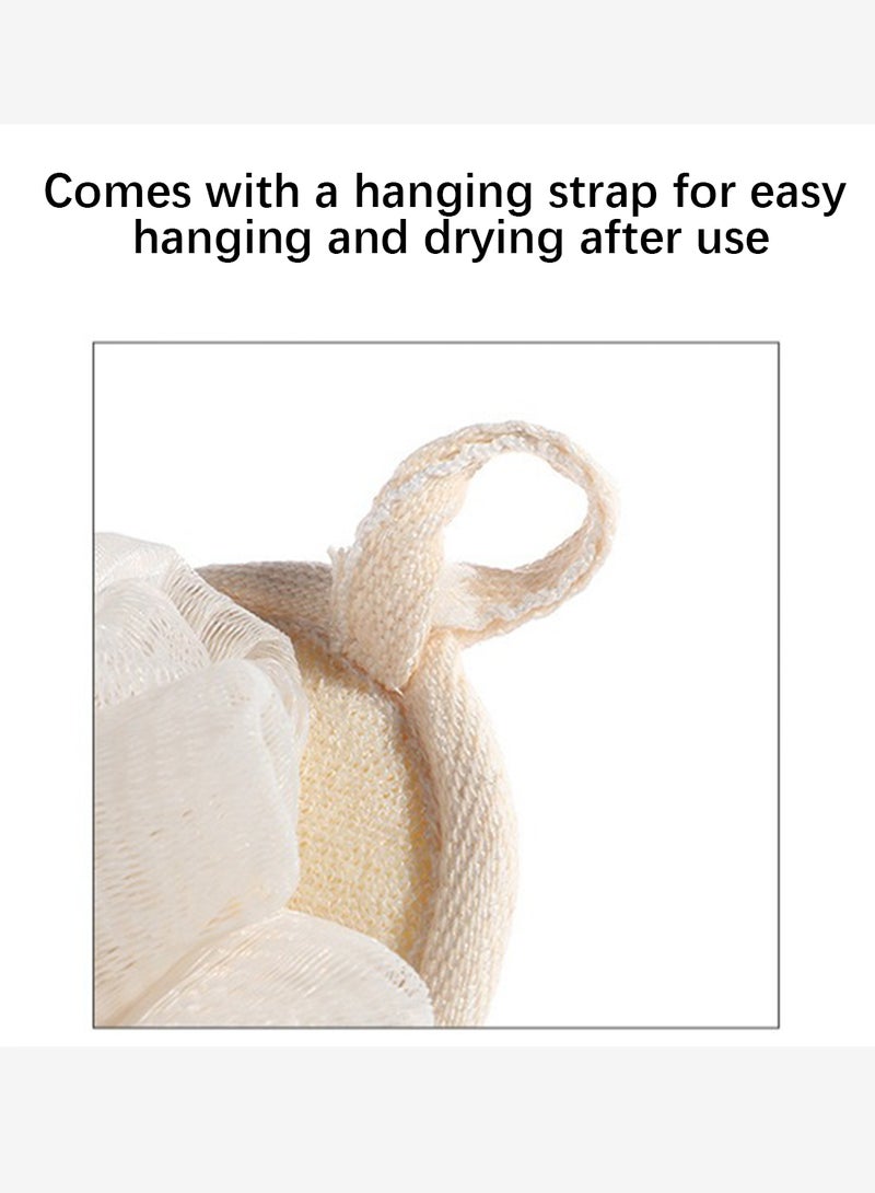 Loofah Body Scrubber, Double Sided Shower Loofah Pouf with Mesh, Gentle exfoliation, Deep Clean for Unisex - Beige/White - Image 4