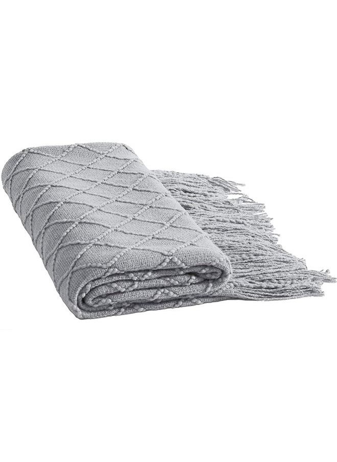 Arabest - Nordic Style Simple Sofa Blanket Light Grey 127 x 1 72cm - Image 1