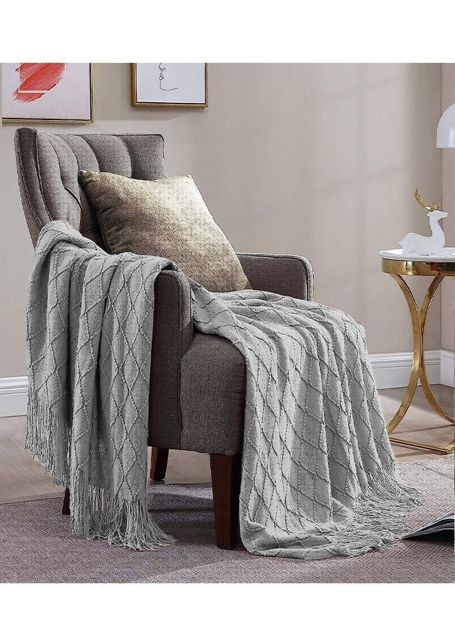 Arabest - Nordic Style Simple Sofa Blanket Light Grey 127 x 1 72cm - Image 1
