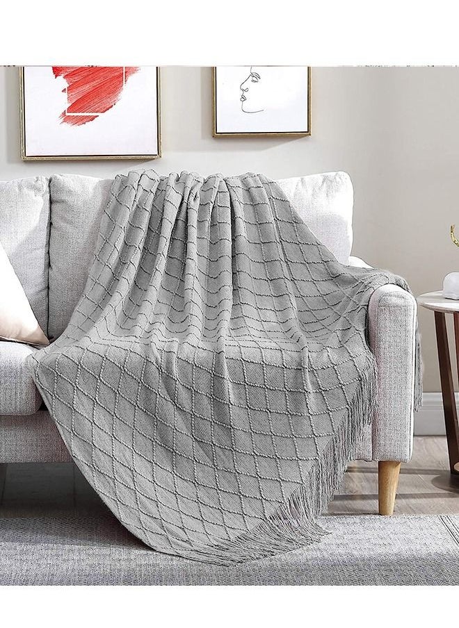 Arabest - Nordic Style Simple Sofa Blanket Light Grey 127 x 1 72cm - Image 1