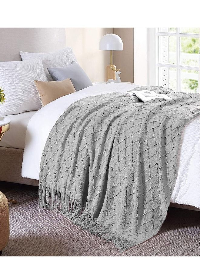 Arabest - Nordic Style Simple Sofa Blanket Light Grey 127 x 1 72cm - Image 1