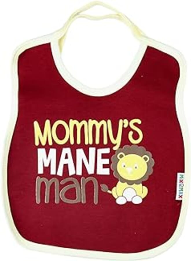 Mix and Max Mix&Max Cotton Bib Printed Lion For Boys-Dark Red