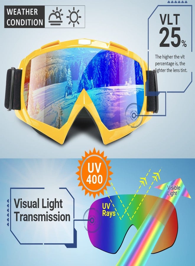 Braylin Adult Ski Goggles, 2-Pack Snowboard Goggles for Youth, Teens, Men & Women, Wide View Snowmobile Goggles - Image 3