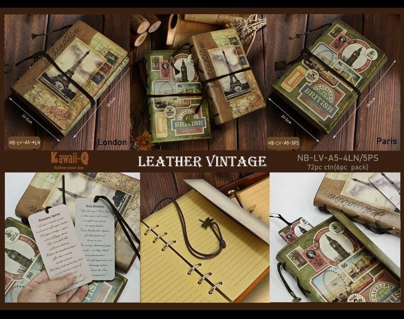 Invite Enterprise Invite Vintage Refillable Journal, Premium Leather Traveler Notebook Sketchbooks Classic Diary Planner with Blank Pages and Zipper Pocket (Leather Journal-Paris Tower) - Image 5