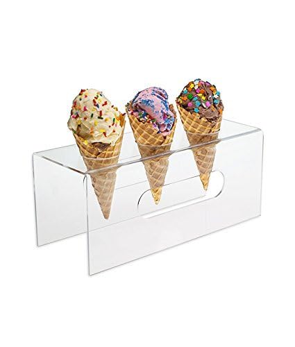 EHKO Clear Food-Grade Acrylic Ice Cream Cone Holder with Handles - Durable & Elegant Display Stand for Ice Cream Cones, Desserts, and Treats - Image 1