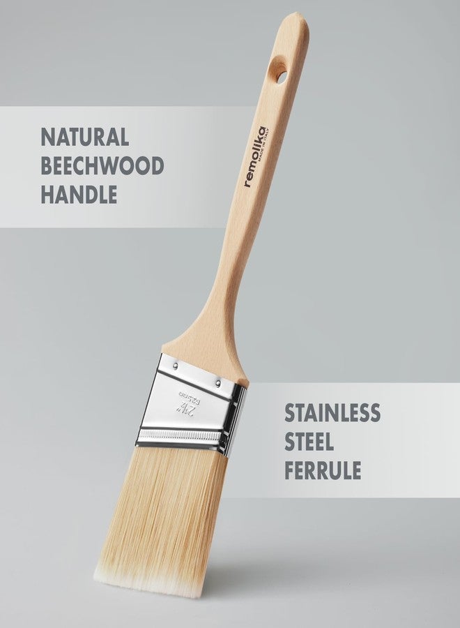 Remolika 2 - Pack Premium Paint Brushes - Made in Italy – 3” Flat Paint Brush, 2,5” Angle Sash Brush - Premium Quality Synthetic Bristle Paint Brush Set - Ideal for Professionals and Homeowners - Image 3