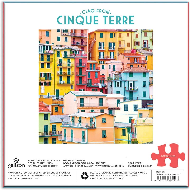 Galison Sufficient order stock Ciao from Cinque Terre 500 Piece Puzzle from - Beautiful Photographic Jigsaw Puzzle of The Coastal Area of Liguria, Italy, 20" x 20", Fun & Challenging, Unique Gift Idea Detachable clean - Image 4
