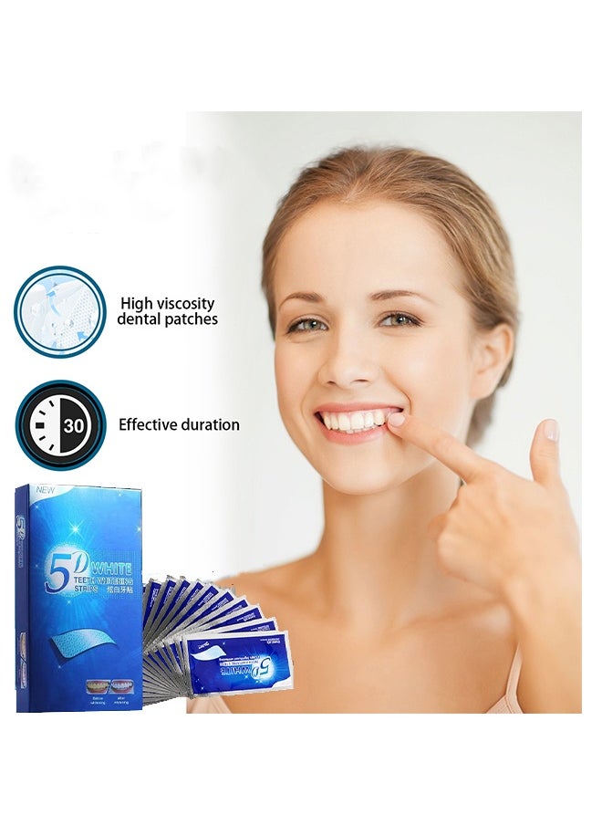SMILEKIT 5D Teeth Whitening Strips, Elastic Gel Teeth Whitening Kit, Smile Whitening Strips for Against Yellow Teeth, Coffee Stains Dental, Black Teeth ( 7Packs, 14Strips)  - Image 4