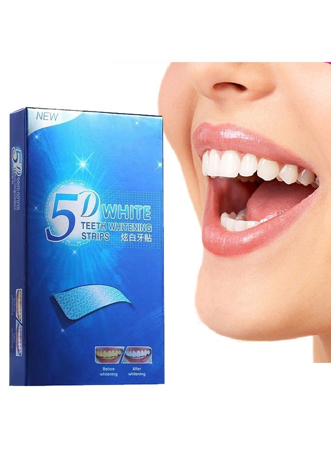 SMILEKIT 5D Teeth Whitening Strips, Elastic Gel Teeth Whitening Kit, Smile Whitening Strips for Against Yellow Teeth, Coffee Stains Dental, Black Teeth ( 7Packs, 14Strips)  - Image 1