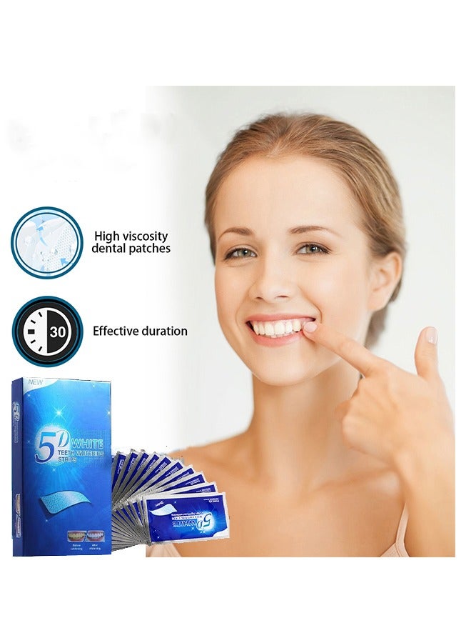 SMILEKIT 5D Teeth Whitening Strips, Elastic Gel Teeth Whitening Kit, Smile Whitening Strips for Against Yellow Teeth, Coffee Stains Dental, Black Teeth ( 7Packs, 14Strips) - Image 4