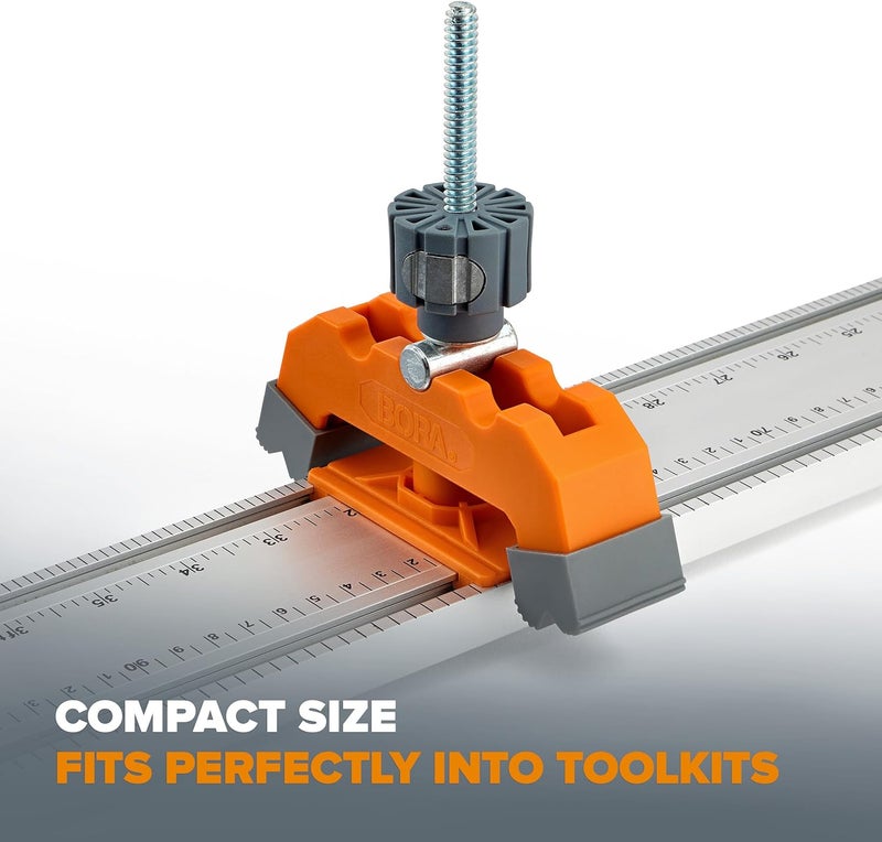 BORA Track Clamps, Securely Cut Any Angle with WTX and NGX Clamp Edge Systems, Saw Guide Accessory for Woodworking, Carpentry, DIY, Two-Pack, 542011, Black Orange - Image 4
