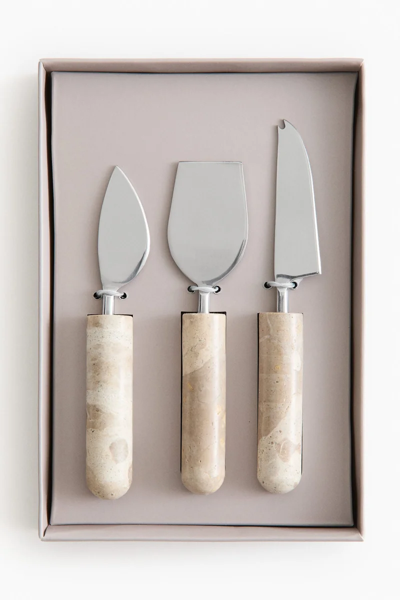 H&M 3-piece marble cheese knife set