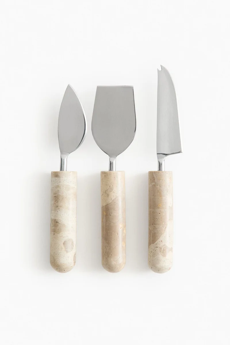 H&M 3-piece marble cheese knife set