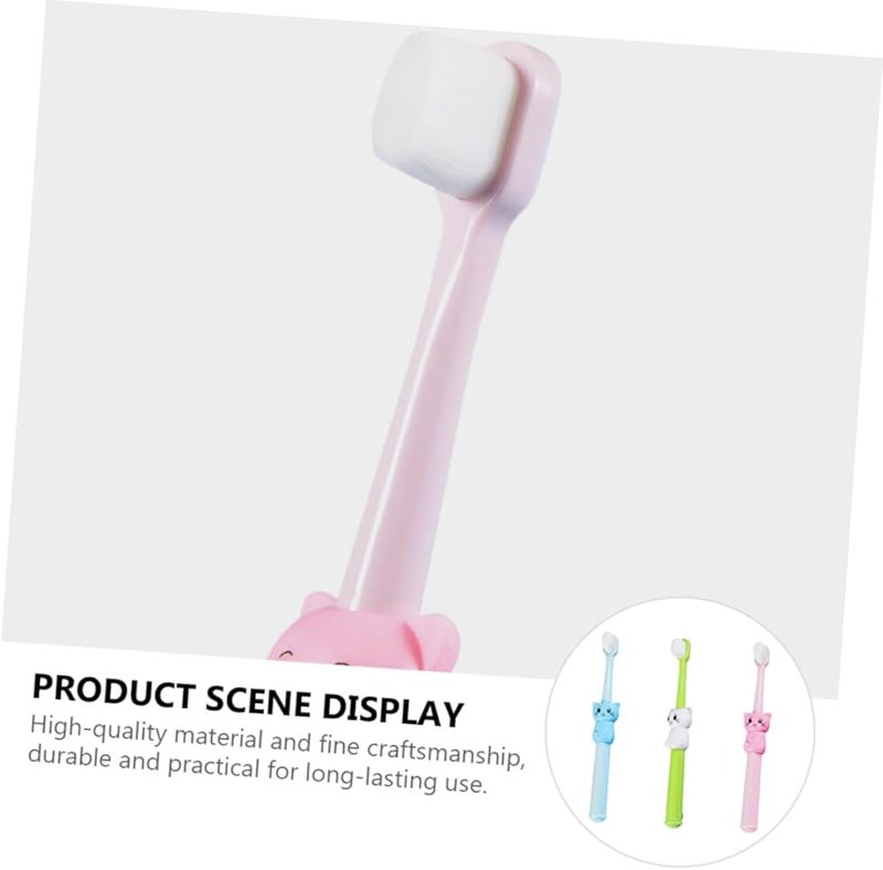 3Pcs Cartoon Kids Toothbrushes Soft Bristles With Protective Cover Safe TPE Material - Image 4