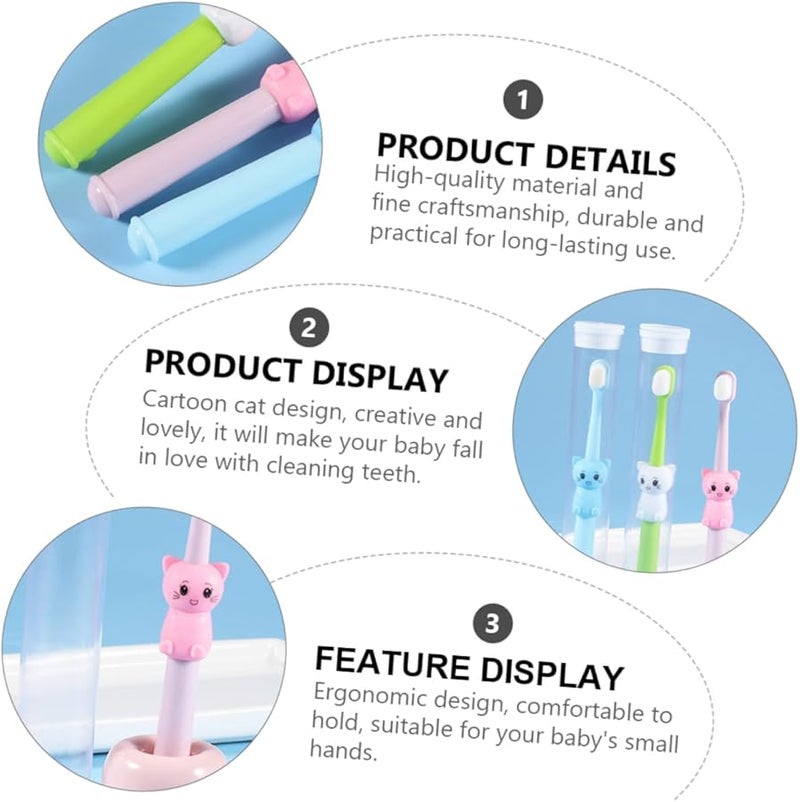3Pcs Cartoon Kids Toothbrushes Soft Bristles With Protective Cover Safe TPE Material - Image 5