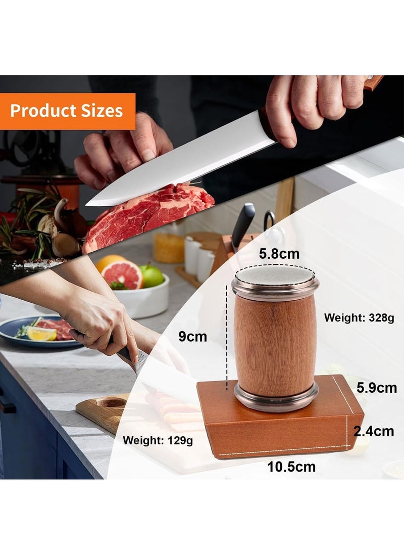 MarlaMall - Rolling Knife Sharpener Kit for Straight Edge - Knife Sharpening with Leather Strop, Diamonds Discs and 15 & 20 Degree Magnetic Angles, Roller Knife Sharpener System for Kitchen Knives - Image 1