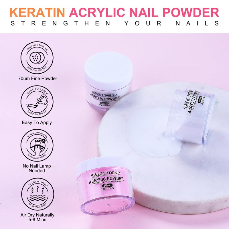 SWEET TREND Acrylic Nail Kit with Everything: Beginners Set with Drill - Professional Acrylic Powder Glitter Monomer False Tips Top Base Coat Starter Kit - Full Decorations Nail Supplies for Nail Extensions Gift - Image 3