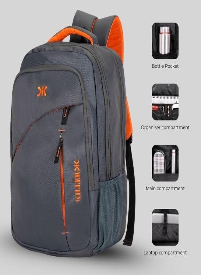KILLER Louis 38L Large Laptop Backpack with 3 Compartments Polyester Trendy Waterproof Travel Backpack (Grey) - Image 2