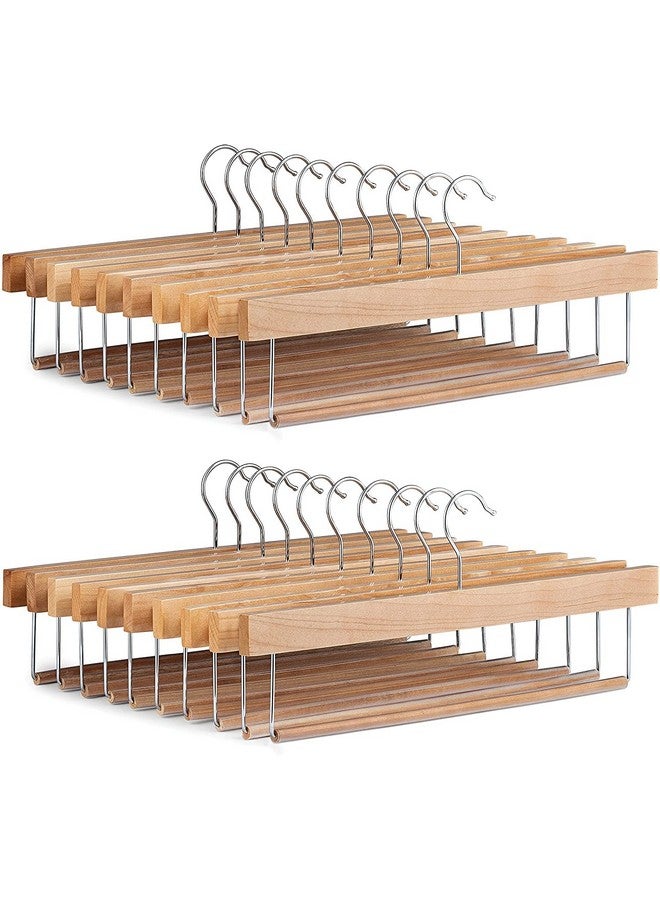 Aakriti Aakriti Wooden Slack/Trouser Pants Hangers with Non Slip Bar Smooth Finish, Durable Wooden Hangers - Slim & Sleek Space Saving Closet Hangers, 360° Hook- Ideal for Pant (13 INCH-HANGER-12PCS)  - Image 1