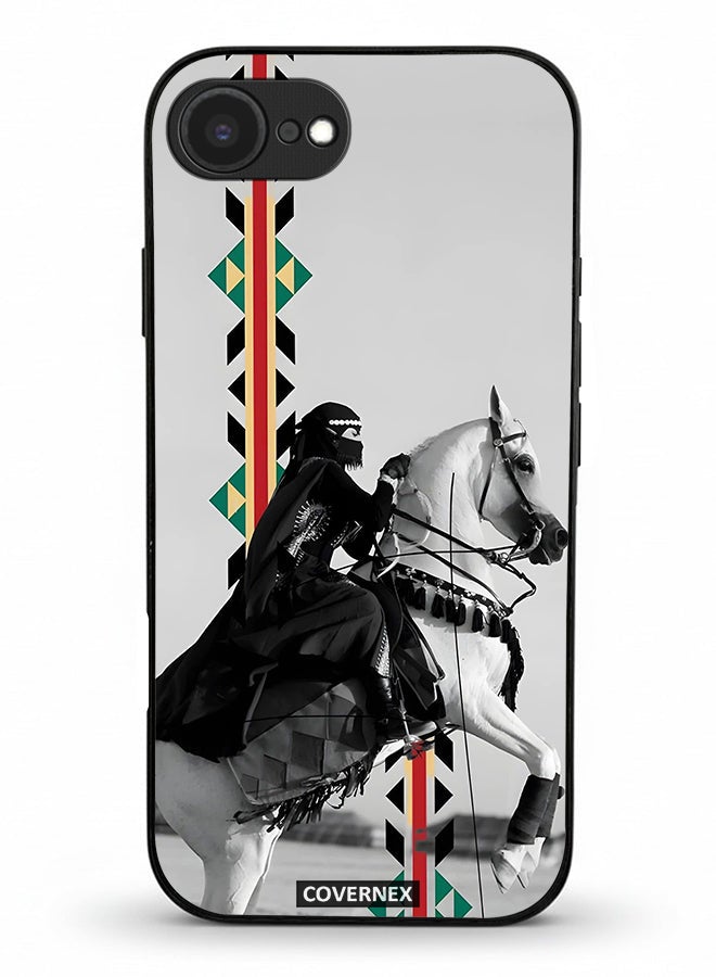 Covernex Apple iPhone 16e Protective Case Cover Printed Featuring Woman on Horseback with Sadu Accents - Image 1