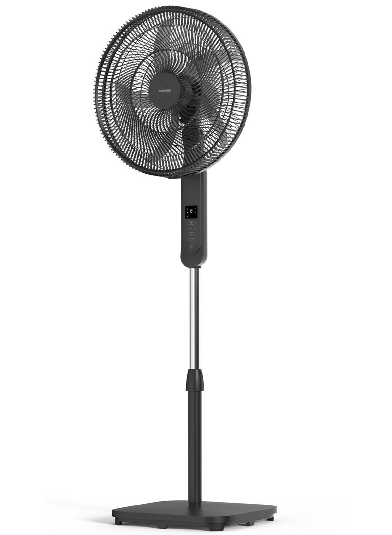 مروحة توشيبا F-ASE60EG(K) -75W- 18" - مروحة طاولة - تحكم عن بعد - شواية بلاستيكية - 3 سرعات- مضادة للهب - سلك 1.5M- مؤقت 7.5H- تأرجح- تحكم بالأزرار - وظيفة كتم الصوت- شاشة LED- رياح النوم