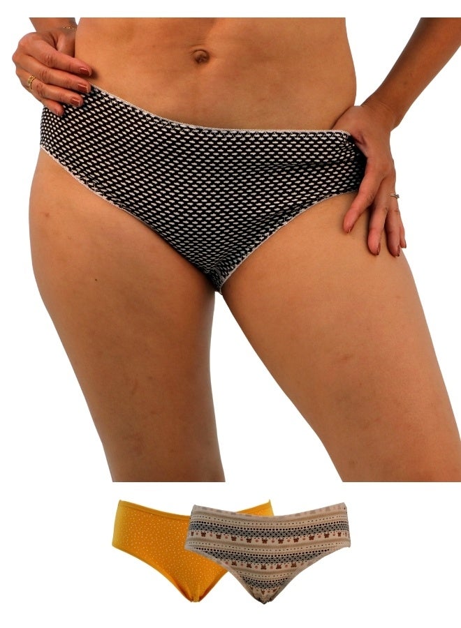 JOANNA JOANNA NX003 Women's Multiple Design Mid Rise 3-Pack Panties, Multicolor  - Image 1
