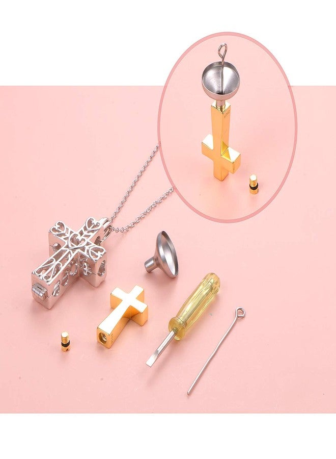 DAOCHONG S925 Sterling Silver Always in My Heart Cross Memorial Pendant Necklace with Hollow Urn Keepsake Cremation Jewelry for Ashes - Image 2