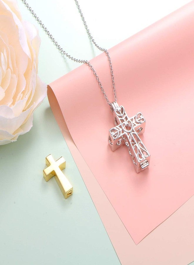 DAOCHONG S925 Sterling Silver Always in My Heart Cross Memorial Pendant Necklace with Hollow Urn Keepsake Cremation Jewelry for Ashes - Image 5
