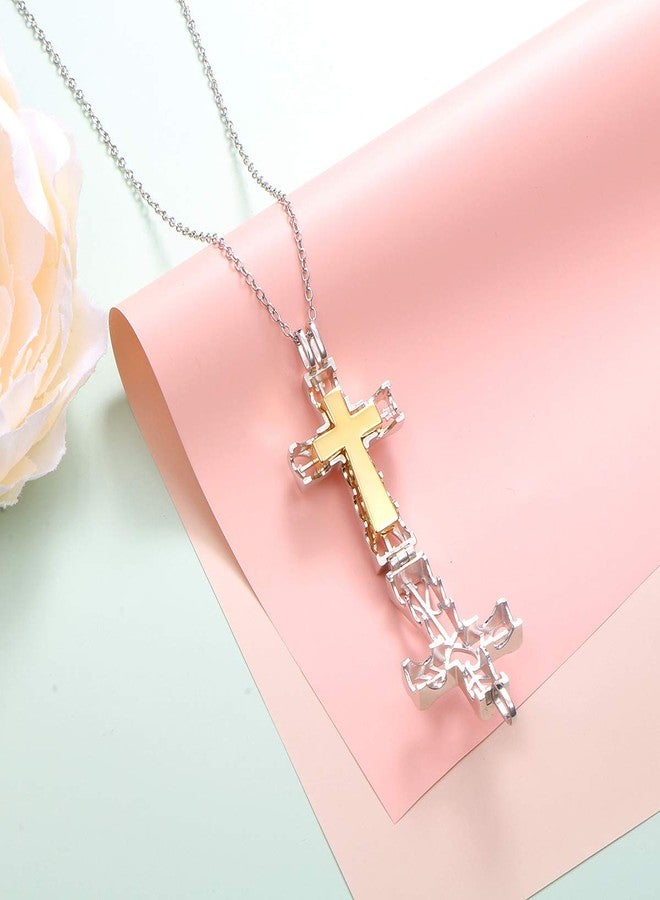 DAOCHONG S925 Sterling Silver Always in My Heart Cross Memorial Pendant Necklace with Hollow Urn Keepsake Cremation Jewelry for Ashes - Image 4
